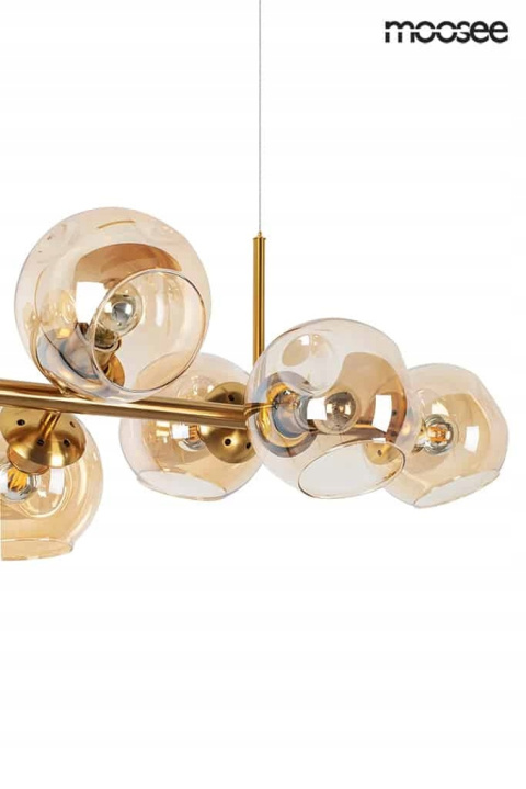 LAMPA WISZĄCA SUFITOWA ROMEO GOLD stal ZŁOTA / klosze szklane BURSZTYNOWE 8xE14 Moosee MOOSEE LAMPA WISZĄCA SUFITOWA ROMEO GOLD stal ZŁOTA / klosze szklane BURSZTYNOWE 8xE14 Moosee MOOSEE