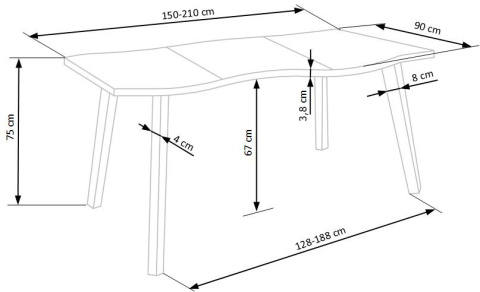 STÓŁ ROZKŁADANY PROSTOKĄTNY 150-210/90 cm DICKSON 2 HALMAR blat - dąb naturalny, nogi - czarne DO SALONU JADALNI STÓŁ ROZKŁADANY PROSTOKĄTNY 150-210/90 cm DICKSON 2 HALMAR blat - dąb naturalny, nogi - czarne DO SALONU JADALNI