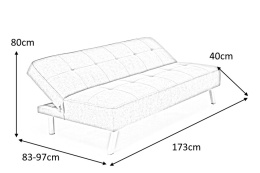 SOFA KANAPA ROZKŁADANA CARLITO TAPICERKA TKANINA BEŻOWA NOGI STAL CHROMOWANA HALMAR