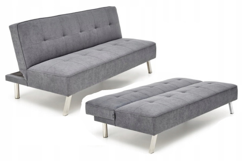 SOFA KANAPA ROZKŁADANA CARLITO TKANINA POPIELATA HALMAR STAL CHROMOWANA SOFA KANAPA ROZKŁADANA CARLITO TKANINA POPIELATA HALMAR STAL CHROMOWANA