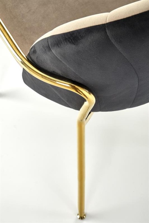 Halmar K500 krzesło beżowy / czarny, materiał: tkanina - velvet / stelaż złoty Halmar K500 krzesło beżowy / czarny, materiał: tkanina - velvet / stelaż złoty