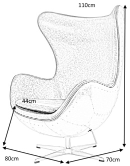 FOTEL OBROTOWY Z FUNKCJĄ BUJANIA EGG AVIATOR PU EKOSKÓRA CZARNY TYŁ FOTELA METALOWY King Home