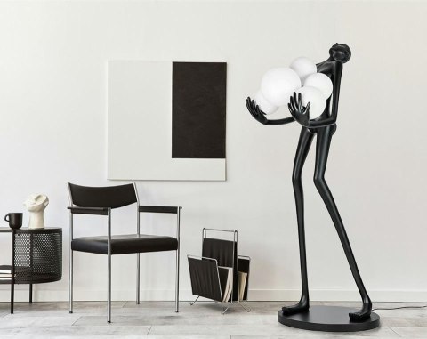 LAMPA PODŁOGOWA CZARNA HUMAN PREMIUM - włókno szklane KLOSZE BIAŁE szkło E27 King Home MOOSEE LAMPA PODŁOGOWA CZARNA HUMAN PREMIUM - włókno szklane KLOSZE BIAŁE szkło E27 King Home MOOSEE