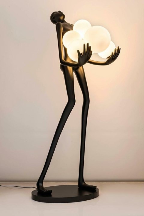 LAMPA PODŁOGOWA CZARNA HUMAN PREMIUM - włókno szklane KLOSZE BIAŁE szkło E27 King Home MOOSEE LAMPA PODŁOGOWA CZARNA HUMAN PREMIUM - włókno szklane KLOSZE BIAŁE szkło E27 King Home MOOSEE