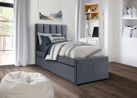 ŁÓŻKO DWUOSOBOWE DWUPOZIOMOWE RUSSO 90 cm POPIELATE VELVET HALMAR WYSUWANY DOLNY MATERAC ŁÓŻKO DWUOSOBOWE DWUPOZIOMOWE RUSSO 90 cm POPIELATE VELVET HALMAR WYSUWANY DOLNY MATERAC