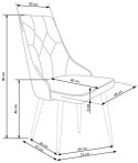 Halmar K365 krzesło c. zielony, materiał: tkanina velvet / stal malowana proszkowo Halmar K365 krzesło c. zielony, materiał: tkanina velvet / stal malowana proszkowo