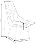 Halmar K365 krzesło czarny, materiał: tkanina velvet / stal malowana proszkowo
