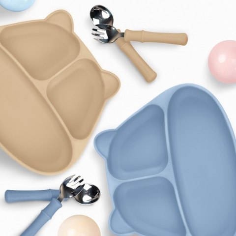 Mombella Mombella Silikonowy Śliniak z Kieszonką 3D Light Brown Mombella Mombella Silikonowy Śliniak z Kieszonką 3D Light Brown
