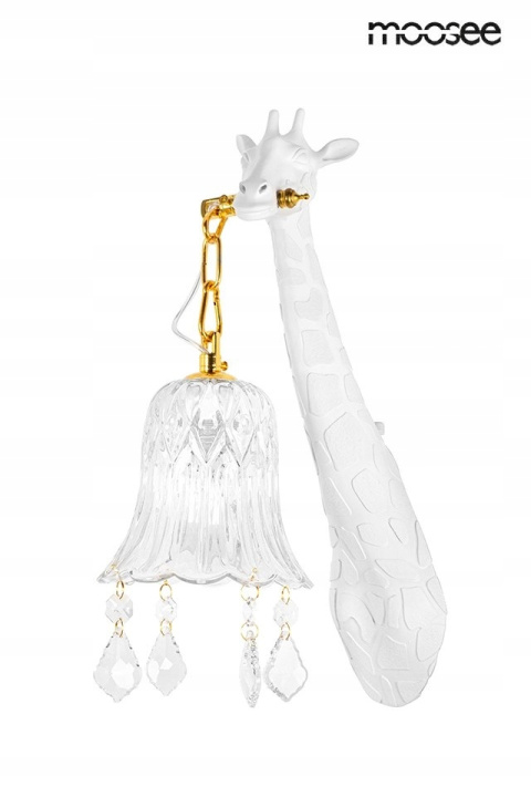 LAMPA ścienna KINKIET GIRAFFE E27 BIAŁA ŻYWICA STAL ZŁOTA SZKŁO PRZEZROCZYSTE Moosee MOOSEE LAMPA ścienna KINKIET GIRAFFE E27 BIAŁA ŻYWICA STAL ZŁOTA SZKŁO PRZEZROCZYSTE Moosee MOOSEE