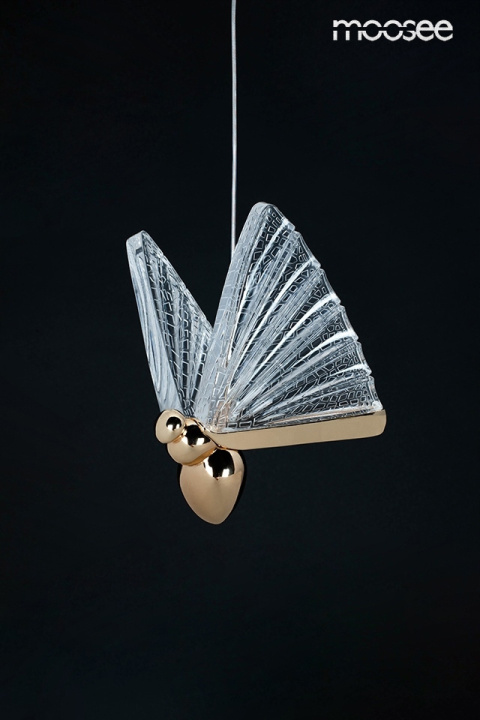 LAMPA WISZĄCA LED BUTTERFLY M Moosee MOOSEE ZŁOTA ALUMINIUM skrzydła szkło kryształowe - MOTYL LAMPA WISZĄCA LED BUTTERFLY M Moosee MOOSEE ZŁOTA ALUMINIUM skrzydła szkło kryształowe - MOTYL