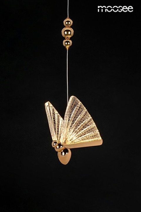 LAMPA WISZĄCA LED BUTTERFLY M Moosee MOOSEE ZŁOTA ALUMINIUM skrzydła szkło kryształowe - MOTYL LAMPA WISZĄCA LED BUTTERFLY M Moosee MOOSEE ZŁOTA ALUMINIUM skrzydła szkło kryształowe - MOTYL