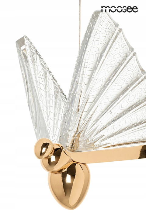 LAMPA WISZĄCA LED BUTTERFLY M Moosee MOOSEE ZŁOTA ALUMINIUM skrzydła szkło kryształowe - MOTYL LAMPA WISZĄCA LED BUTTERFLY M Moosee MOOSEE ZŁOTA ALUMINIUM skrzydła szkło kryształowe - MOTYL
