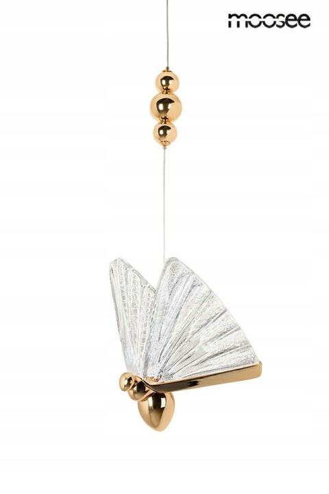 LAMPA WISZĄCA LED BUTTERFLY M Moosee MOOSEE ZŁOTA ALUMINIUM skrzydła szkło kryształowe - MOTYL LAMPA WISZĄCA LED BUTTERFLY M Moosee MOOSEE ZŁOTA ALUMINIUM skrzydła szkło kryształowe - MOTYL