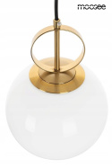 LAMPA WISZĄCA LIFT Moosee MOOSEE ZŁOTA metal klosz szklany MLECZNY kształt kuli 1xE27 LAMPA WISZĄCA LIFT Moosee MOOSEE ZŁOTA metal klosz szklany MLECZNY kształt kuli 1xE27