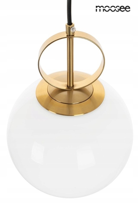 LAMPA WISZĄCA LIFT Moosee MOOSEE ZŁOTA metal klosz szklany MLECZNY kształt kuli 1xE27 LAMPA WISZĄCA LIFT Moosee MOOSEE ZŁOTA metal klosz szklany MLECZNY kształt kuli 1xE27