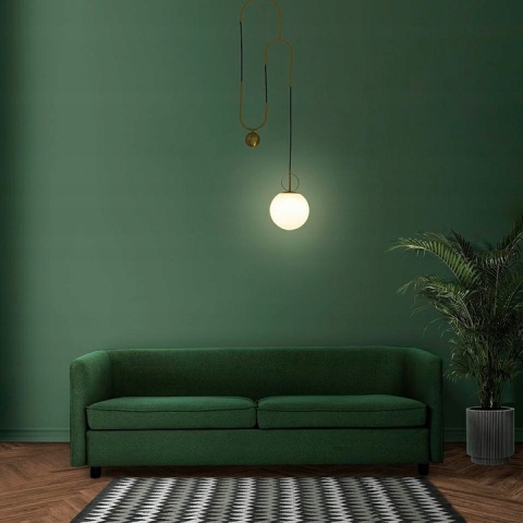 LAMPA WISZĄCA LIFT Moosee MOOSEE ZŁOTA metal klosz szklany MLECZNY kształt kuli 1xE27 LAMPA WISZĄCA LIFT Moosee MOOSEE ZŁOTA metal klosz szklany MLECZNY kształt kuli 1xE27