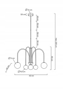 LAMPA WISZĄCA NERI Moosee MOOSEE ZŁOTA metalowa klosze SZKŁO MLECZNE w kształcie kuli 6xG9 LAMPA WISZĄCA NERI Moosee MOOSEE ZŁOTA metalowa klosze SZKŁO MLECZNE w kształcie kuli 6xG9