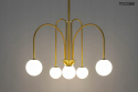 LAMPA WISZĄCA NERI Moosee MOOSEE ZŁOTA metalowa klosze SZKŁO MLECZNE w kształcie kuli 6xG9 LAMPA WISZĄCA NERI Moosee MOOSEE ZŁOTA metalowa klosze SZKŁO MLECZNE w kształcie kuli 6xG9