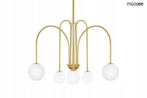 LAMPA WISZĄCA NERI Moosee MOOSEE ZŁOTA metalowa klosze SZKŁO MLECZNE w kształcie kuli 6xG9 LAMPA WISZĄCA NERI Moosee MOOSEE ZŁOTA metalowa klosze SZKŁO MLECZNE w kształcie kuli 6xG9