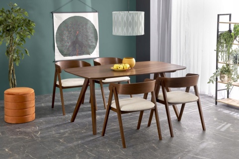 STÓŁ MIGUEL 160x90 blat - ORZECHOWY noga - ORZECHOWY HALMAR MDF + OKLEINA NATURALNA NOGI LITE DREWNO KAUCZUKOWE STÓŁ MIGUEL 160x90 blat - ORZECHOWY noga - ORZECHOWY HALMAR MDF + OKLEINA NATURALNA NOGI LITE DREWNO KAUCZUKOWE