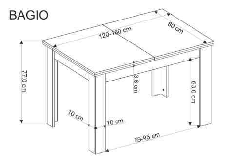 STÓŁ ROZKŁADANY PROSTOKĄTNY BAGIO HALMAR 120-160/80 cm DĄB ARTISAN / CZARNY PŁYTA MEBLOWA LAMINOWANA STÓŁ ROZKŁADANY PROSTOKĄTNY BAGIO HALMAR 120-160/80 cm DĄB ARTISAN / CZARNY PŁYTA MEBLOWA LAMINOWANA