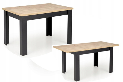 STÓŁ ROZKŁADANY PROSTOKĄTNY BAGIO HALMAR 120-160/80 cm DĄB ARTISAN / CZARNY PŁYTA MEBLOWA LAMINOWANA STÓŁ ROZKŁADANY PROSTOKĄTNY BAGIO HALMAR 120-160/80 cm DĄB ARTISAN / CZARNY PŁYTA MEBLOWA LAMINOWANA