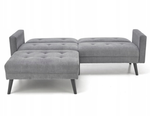 SOFA KANAPA ROZKŁADANA Z PODNÓŻKIEM CORNELIUS HALMAR z funkcją narożnika POPIELATA TKANINA LITE DREWNO SOFA KANAPA ROZKŁADANA Z PODNÓŻKIEM CORNELIUS HALMAR z funkcją narożnika POPIELATA TKANINA LITE DREWNO