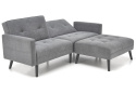 SOFA KANAPA ROZKŁADANA Z PODNÓŻKIEM CORNELIUS HALMAR z funkcją narożnika POPIELATA TKANINA LITE DREWNO SOFA KANAPA ROZKŁADANA Z PODNÓŻKIEM CORNELIUS HALMAR z funkcją narożnika POPIELATA TKANINA LITE DREWNO