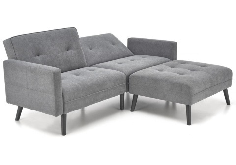 SOFA KANAPA ROZKŁADANA Z PODNÓŻKIEM CORNELIUS HALMAR z funkcją narożnika POPIELATA TKANINA LITE DREWNO SOFA KANAPA ROZKŁADANA Z PODNÓŻKIEM CORNELIUS HALMAR z funkcją narożnika POPIELATA TKANINA LITE DREWNO
