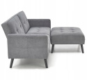 SOFA KANAPA ROZKŁADANA Z PODNÓŻKIEM CORNELIUS HALMAR z funkcją narożnika POPIELATA TKANINA LITE DREWNO SOFA KANAPA ROZKŁADANA Z PODNÓŻKIEM CORNELIUS HALMAR z funkcją narożnika POPIELATA TKANINA LITE DREWNO