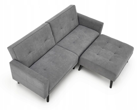 SOFA KANAPA ROZKŁADANA Z PODNÓŻKIEM CORNELIUS HALMAR z funkcją narożnika POPIELATA TKANINA LITE DREWNO SOFA KANAPA ROZKŁADANA Z PODNÓŻKIEM CORNELIUS HALMAR z funkcją narożnika POPIELATA TKANINA LITE DREWNO