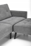 SOFA KANAPA ROZKŁADANA Z PODNÓŻKIEM CORNELIUS HALMAR z funkcją narożnika POPIELATA TKANINA LITE DREWNO SOFA KANAPA ROZKŁADANA Z PODNÓŻKIEM CORNELIUS HALMAR z funkcją narożnika POPIELATA TKANINA LITE DREWNO