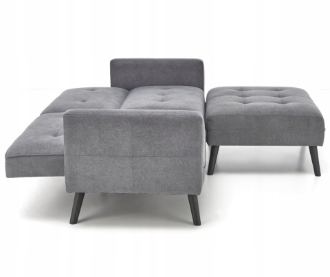 SOFA KANAPA ROZKŁADANA Z PODNÓŻKIEM CORNELIUS HALMAR z funkcją narożnika POPIELATA TKANINA LITE DREWNO SOFA KANAPA ROZKŁADANA Z PODNÓŻKIEM CORNELIUS HALMAR z funkcją narożnika POPIELATA TKANINA LITE DREWNO