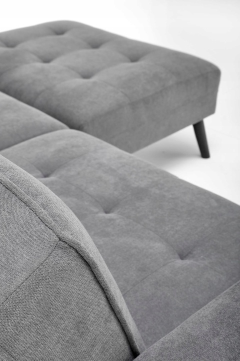 SOFA KANAPA ROZKŁADANA Z PODNÓŻKIEM CORNELIUS HALMAR z funkcją narożnika POPIELATA TKANINA LITE DREWNO SOFA KANAPA ROZKŁADANA Z PODNÓŻKIEM CORNELIUS HALMAR z funkcją narożnika POPIELATA TKANINA LITE DREWNO