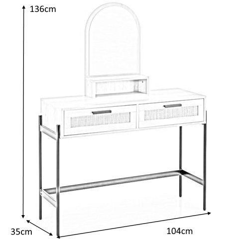 KONSOLKA TOALETKA Z LUSTREM CARMEN HALMAR RATTAN NATURALNY / PODSTAWA CZARNA STAL MALOWANA 2 SZUFLADY KONSOLKA TOALETKA Z LUSTREM CARMEN HALMAR RATTAN NATURALNY / PODSTAWA CZARNA STAL MALOWANA 2 SZUFLADY