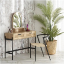 KONSOLKA TOALETKA Z LUSTREM CARMEN HALMAR RATTAN NATURALNY / PODSTAWA CZARNA STAL MALOWANA 2 SZUFLADY KONSOLKA TOALETKA Z LUSTREM CARMEN HALMAR RATTAN NATURALNY / PODSTAWA CZARNA STAL MALOWANA 2 SZUFLADY