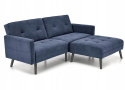 SOFA ROZKŁADANA KANAPA Z PODNÓŻKIEM CORNELIUS HALMAR z funkcją narożnika NIEBIESKA TKANINA LITE DREWNO SOFA ROZKŁADANA KANAPA Z PODNÓŻKIEM CORNELIUS HALMAR z funkcją narożnika NIEBIESKA TKANINA LITE DREWNO