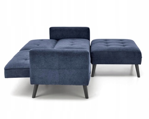 SOFA ROZKŁADANA KANAPA Z PODNÓŻKIEM CORNELIUS HALMAR z funkcją narożnika NIEBIESKA TKANINA LITE DREWNO SOFA ROZKŁADANA KANAPA Z PODNÓŻKIEM CORNELIUS HALMAR z funkcją narożnika NIEBIESKA TKANINA LITE DREWNO