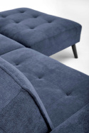 SOFA ROZKŁADANA KANAPA Z PODNÓŻKIEM CORNELIUS HALMAR z funkcją narożnika NIEBIESKA TKANINA LITE DREWNO SOFA ROZKŁADANA KANAPA Z PODNÓŻKIEM CORNELIUS HALMAR z funkcją narożnika NIEBIESKA TKANINA LITE DREWNO