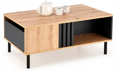 ŁAWA Z SZUFLADĄ I PÓŁKĄ PROSTOKĄTNA SONIA płyta laminowana DĄB ARTISAN / CZARNY STAL MALOWANA HALMAR 100x60 ŁAWA Z SZUFLADĄ I PÓŁKĄ PROSTOKĄTNA SONIA płyta laminowana DĄB ARTISAN / CZARNY STAL MALOWANA HALMAR 100x60