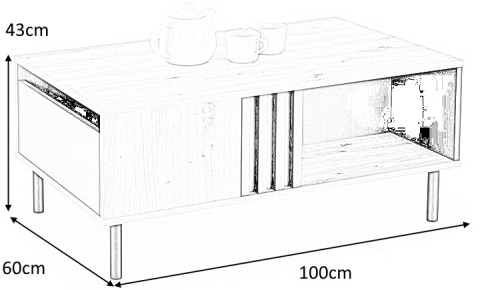 ŁAWA Z SZUFLADĄ I PÓŁKĄ PROSTOKĄTNA SONIA płyta laminowana DĄB ARTISAN / CZARNY STAL MALOWANA HALMAR 100x60 ŁAWA Z SZUFLADĄ I PÓŁKĄ PROSTOKĄTNA SONIA płyta laminowana DĄB ARTISAN / CZARNY STAL MALOWANA HALMAR 100x60