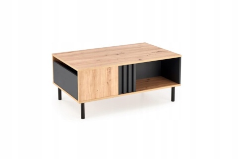 ŁAWA Z SZUFLADĄ I PÓŁKĄ PROSTOKĄTNA SONIA płyta laminowana DĄB ARTISAN / CZARNY STAL MALOWANA HALMAR 100x60 ŁAWA Z SZUFLADĄ I PÓŁKĄ PROSTOKĄTNA SONIA płyta laminowana DĄB ARTISAN / CZARNY STAL MALOWANA HALMAR 100x60