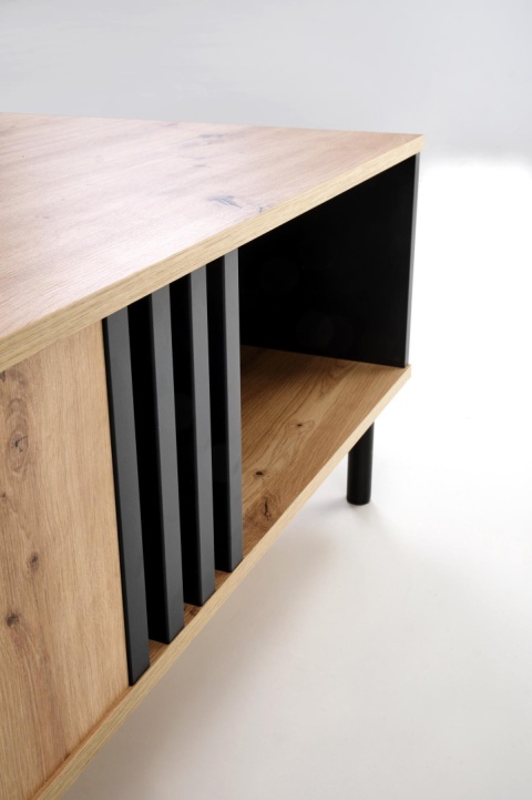 ŁAWA Z SZUFLADĄ I PÓŁKĄ PROSTOKĄTNA SONIA płyta laminowana DĄB ARTISAN / CZARNY STAL MALOWANA HALMAR 100x60 ŁAWA Z SZUFLADĄ I PÓŁKĄ PROSTOKĄTNA SONIA płyta laminowana DĄB ARTISAN / CZARNY STAL MALOWANA HALMAR 100x60