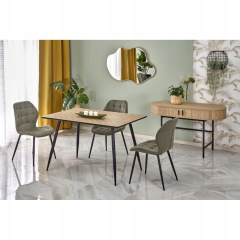STÓŁ PROSTOKĄTNY BERTO 120x80 blat MDF okleinowany - NATURALNY, nogi stal malowana - CZARNE HALMAR STÓŁ PROSTOKĄTNY BERTO 120x80 blat MDF okleinowany - NATURALNY, nogi stal malowana - CZARNE HALMAR