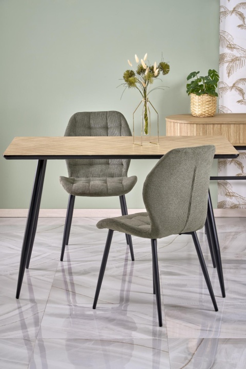 STÓŁ PROSTOKĄTNY BERTO 120x80 blat MDF okleinowany - NATURALNY, nogi stal malowana - CZARNE HALMAR STÓŁ PROSTOKĄTNY BERTO 120x80 blat MDF okleinowany - NATURALNY, nogi stal malowana - CZARNE HALMAR