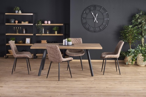 STÓŁ ROZKŁADANY 160-220x90 blat - ORZECH stelaż - CZARNY BERLIN HALMAR PROSTOKĄTNY PŁYTA LAMINOWANA PODSTAWA STAL MALOWANA STÓŁ ROZKŁADANY 160-220x90 blat - ORZECH stelaż - CZARNY BERLIN HALMAR PROSTOKĄTNY PŁYTA LAMINOWANA PODSTAWA STAL MALOWANA