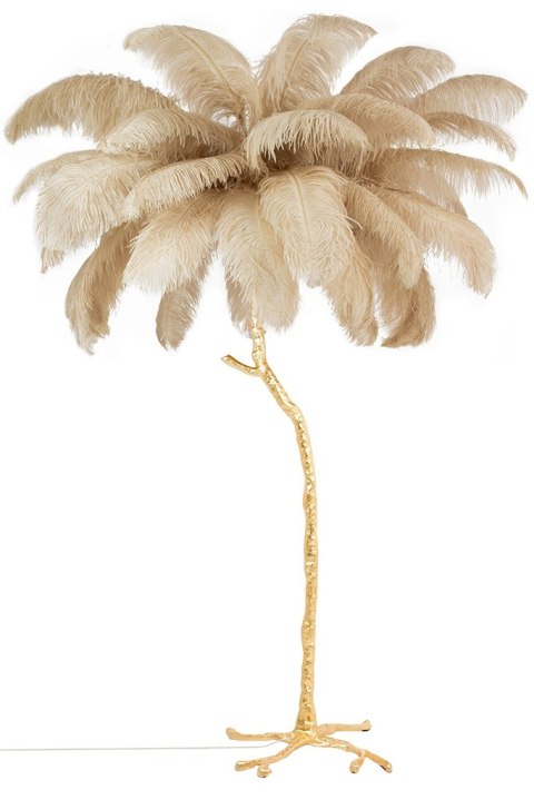 King Home Lampa podłogowa TIFFANY 175 beżowa mosiądz / naturalne pióra King Home Lampa podłogowa TIFFANY 175 beżowa mosiądz / naturalne pióra