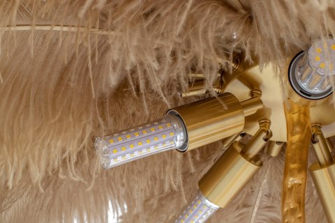 King Home Lampa podłogowa TIFFANY 175 beżowa mosiądz / naturalne pióra King Home Lampa podłogowa TIFFANY 175 beżowa mosiądz / naturalne pióra