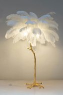 King Home Lampa podłogowa TIFFANY 175 biała mosiądz / naturalne pióra King Home Lampa podłogowa TIFFANY 175 biała mosiądz / naturalne pióra
