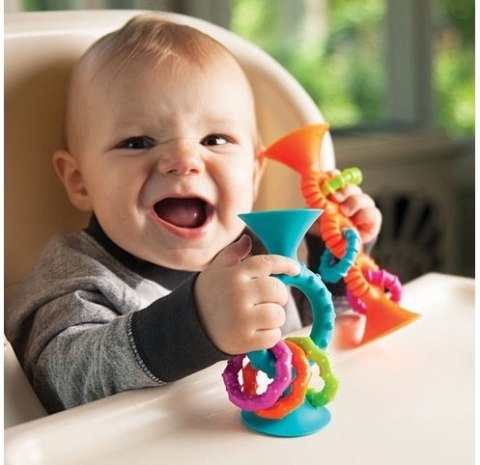 Fat Brain Toy Co. Fat Brain Toy Grzechotka Niebieska Bobo Przyssawki Fat Brain Toy Co. Fat Brain Toy Grzechotka Niebieska Bobo Przyssawki